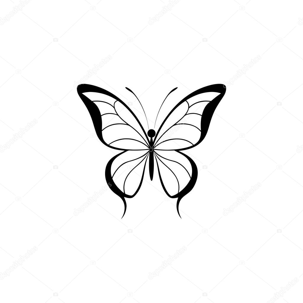 A simple yet elegant butterfly silhouette, featuring a distinctive minimalist style, perfect for various design applications.