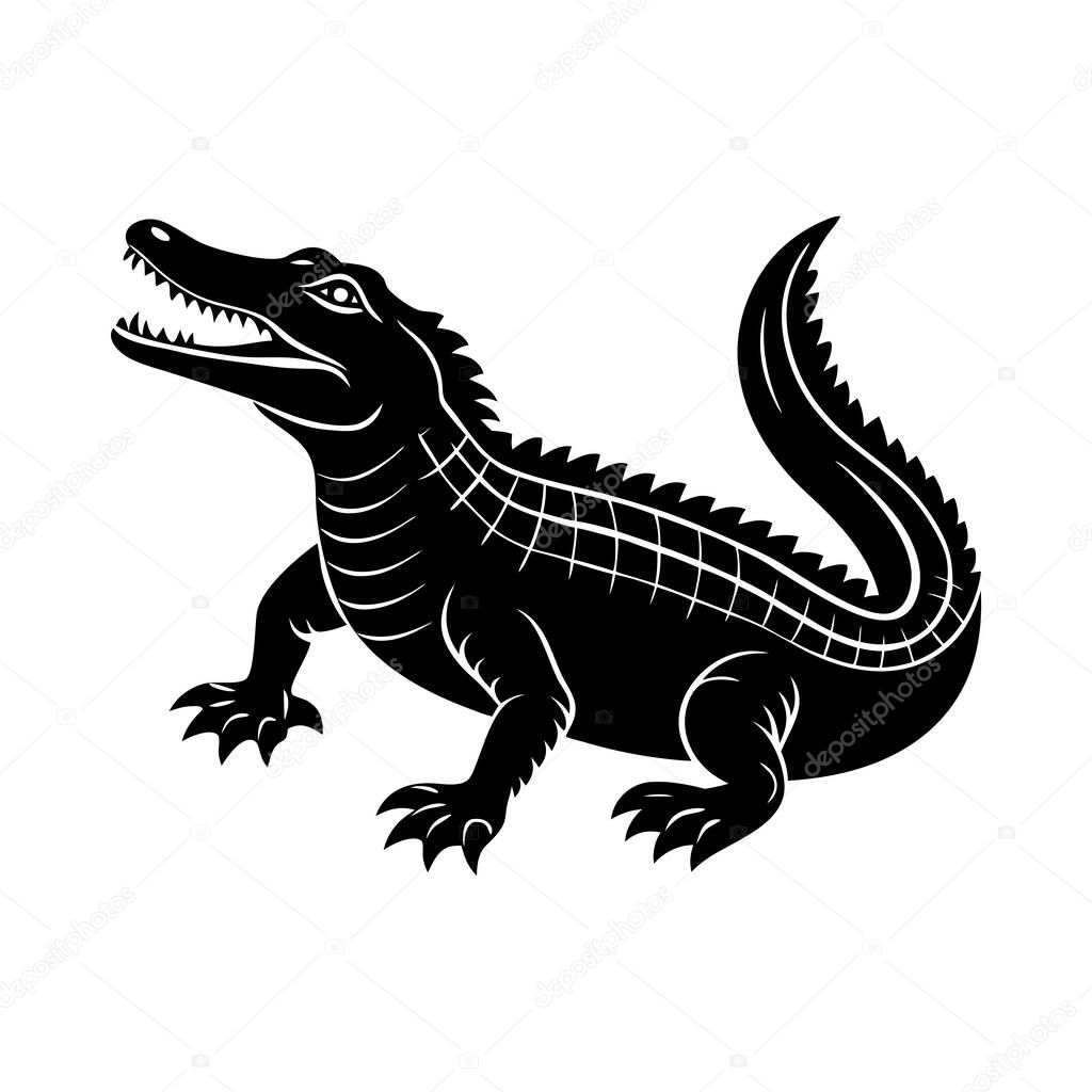 A fierce alligator silhouette, distinguished by its classic, stylized design.