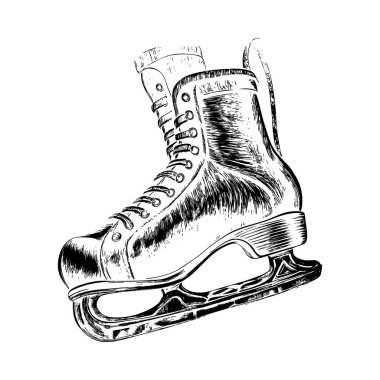 Bu resim, el yapımı dinamik bir şekilde yapılmış çarpıcı bir buz pateni silueti sergiliyor. Ayırt edici özellik, patenin şeklini ve detaylarını yakalayan ve ona hareket ve enerji hissi veren anlamlı ve dokulu çizgilerdir. Şey...