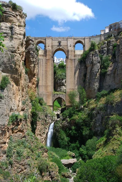 stock image View of the New Bridge and ravine, Ronda, Malaga Province, Andalucia, Spain, Europe