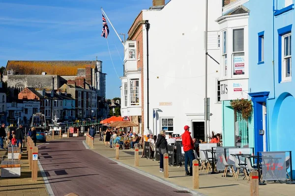 Weymouth Royaume Uni Septembre 2022 Touristes Relaxant Long Quai Dans — Photo