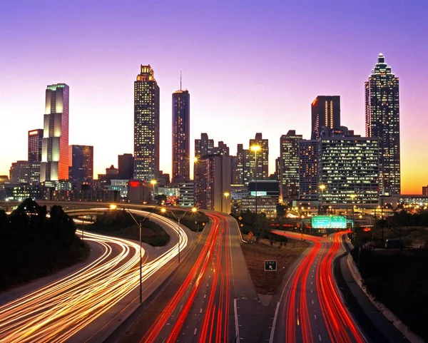 Atlanta Usa Října 1995 Zvýšený Pohled Panorama Města Soumraku Atlanta — Stock fotografie