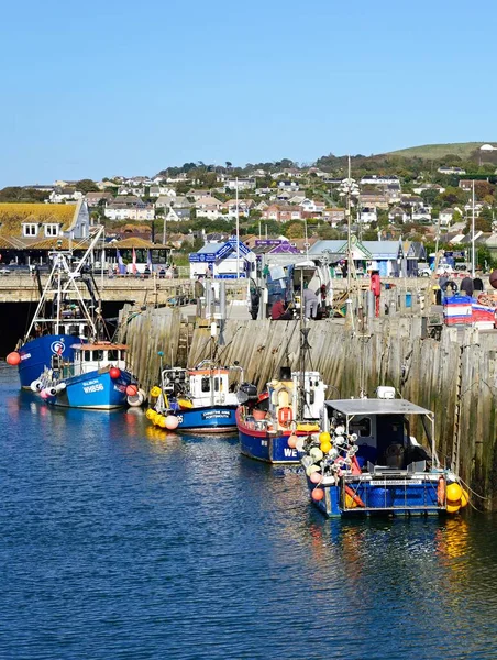 West Bay Velká Británie Října 2022 Rybářské Lodě Kotvící Přístavu — Stock fotografie