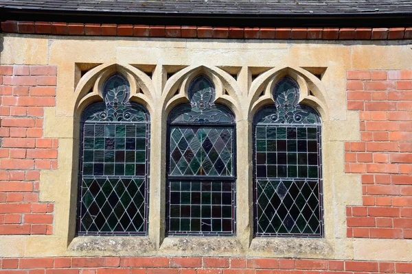 Stone Frame Stained Glass Windows Side Chard Methodist Church Chard — стоковое фото
