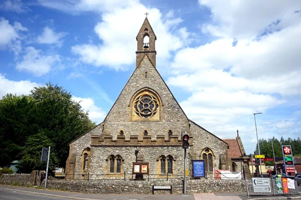 Chard Reino Unido Julho 2023 Vista Frontal Igreja Bom Pastor — Fotografia de Stock