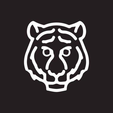 Vektör kaplan kafası, retro logolar için yüz, amblemler, rozetler, etiketler, şablon ve tişört klasik tasarım elemanı. Beyaz arkaplanda izole