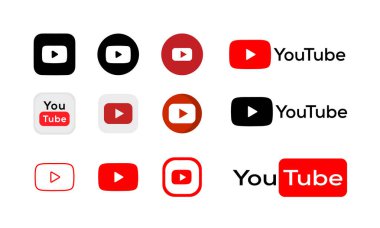 Çalma işaretli çalma düğmesi. Video oynatma simgeleri. vektör illüstrasyonu.