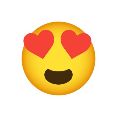 Kırmızı kalpli mutlu yüz ifadesi. vektör.