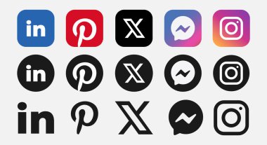 Çemberler İçinde Popüler Sosyal Medya Logosu Koleksiyonu