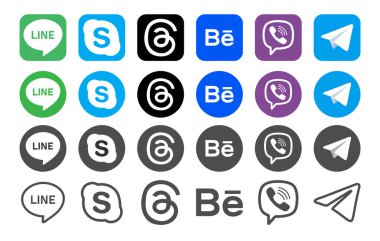 Popüler Sosyal Medya dairesel logo koleksiyonu