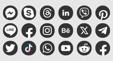 Popüler Sosyal Medya dairesel logo koleksiyonu