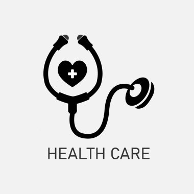 Tıbbi sağlık servisi steteskobu ve kalp vektör çizimi