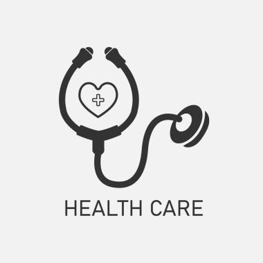 Tıbbi sağlık servisi steteskobu ve kalp vektör çizimi