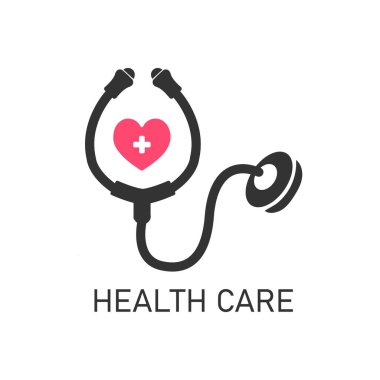Tıbbi sağlık servisi steteskobu ve kalp vektör çizimi