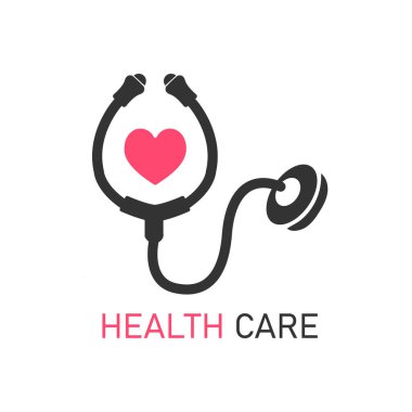 Tıbbi sağlık servisi steteskobu ve kalp vektör çizimi