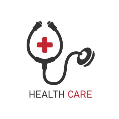 Tıbbi sembollü stetoskop vektör çizimi