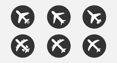 Uçak simgesi ayarlandı. vektör illüstrasyonu