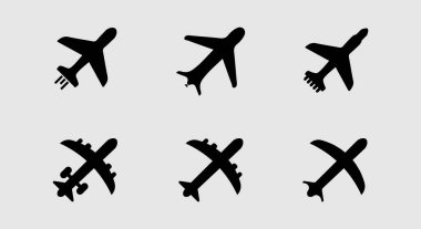 Uçak simgesini ayarla. Uçak düz stil - stok vektörü.