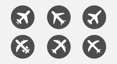 Uçak simgesini ayarla. Uçak düz stil - stok vektörü.