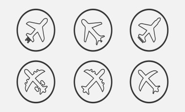 Uçak simgesini ayarla. Uçak düz stil - stok vektörü.