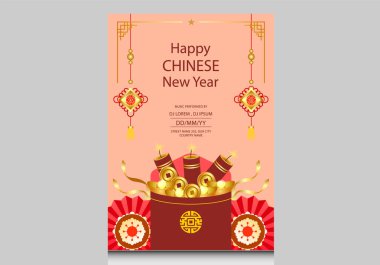 Mutlu Çin yeni yılı 2025 - Kaplan yılı. Ay Yeni Yıl afişi tasarım şablonu.