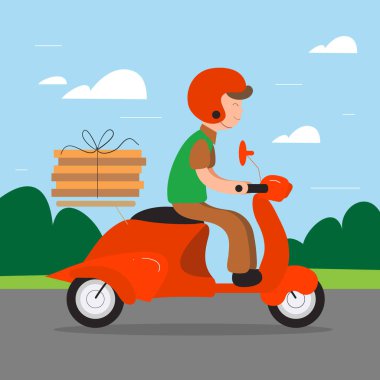 Motosikletli adam motosiklet vektör çizimi ile