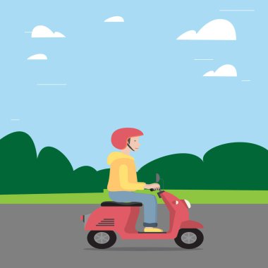 Sokak vektöründe bisiklet süren çocuk