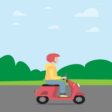 Scooter süren bir adam.