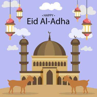 Mübarek bayramı İslam camisi ve fenerlerle selamlıyor