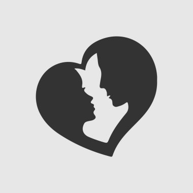 Aşk ve çift simgelerinin vektör çizimi. Kalp ve öpücük stok vektör çizelgesi.