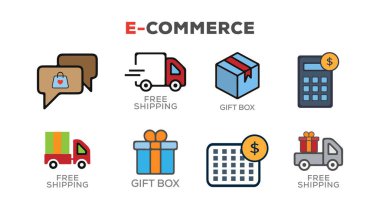 E - ticaret için düz tasarım elementleri