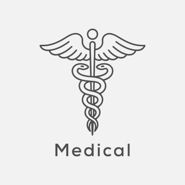 caduceus, Yunan işaret, sembol, dövme veya sanat için. tıbbi simge