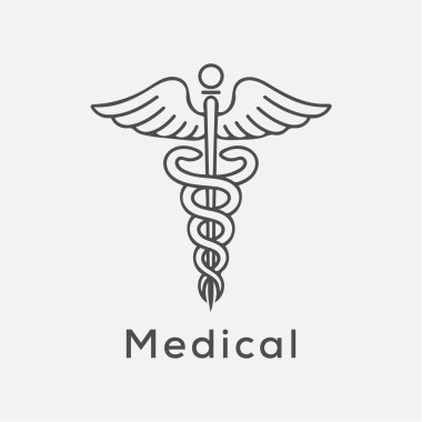 caduceus, Yunan işaret, sembol, dövme veya sanat için. tıbbi simge