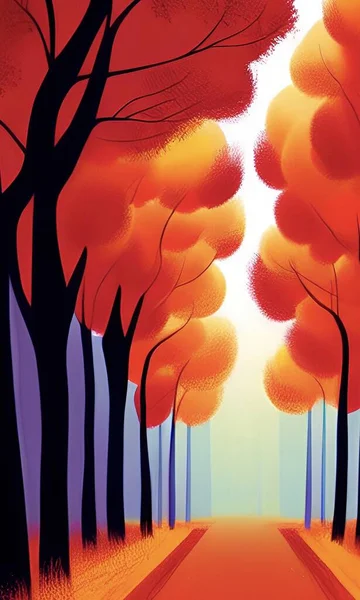 Podzimní Krajina Stromy — Stockový vektor