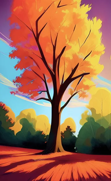 Podzimní Krajina Stromy — Stockový vektor