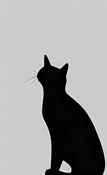 Silhouette Chat Près Dans Nature — Image vectorielle
