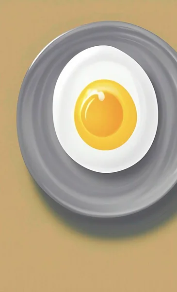Gotowy Jedzenia Smażone Jajko Talerzu Śniadanie — Wektor stockowy