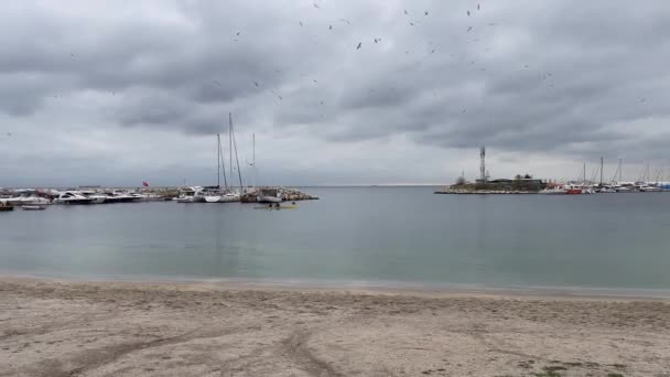 Yesilkoy Istanbul Turchia Dicembre 2022 Vista Mare Barche Nella Stagione — Video Stock
