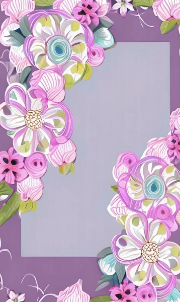 Blumenmusterrahmen Mit Pastellfarben — Stockvektor