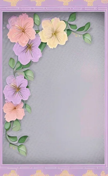 Bingkai Pola Floral Dengan Warna Pastel - Stok Vektor