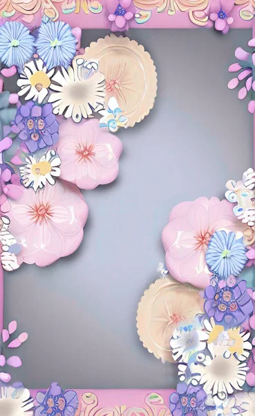 กรอบร ปดอกไม พาสเทล — ภาพเวกเตอร์สต็อก