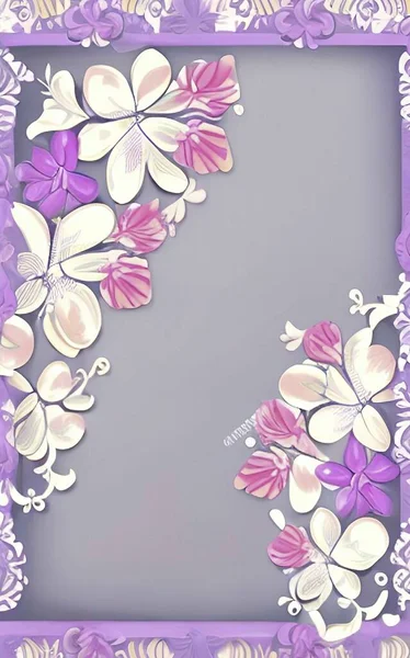 Cadre Motif Floral Aux Couleurs Pastel — Image vectorielle