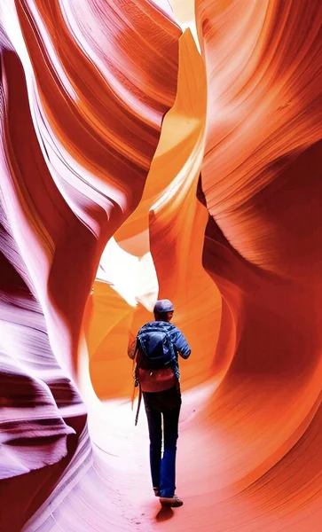 Reis Naar Werelds Coolste Ravijn Antilope Canyon — Stockvector
