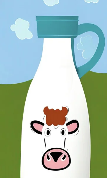 Bouteille Lait Forme Vache Sur Fond — Image vectorielle