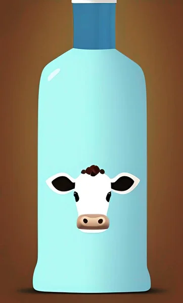 Botella Leche Forma Vaca Sobre Fondo — Vector de stock