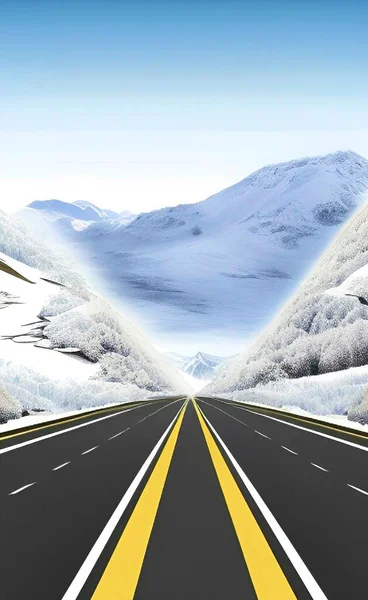 Zaśnieżona Przyroda Krajobraz Autostrady Sezonie Zimowym — Wektor stockowy