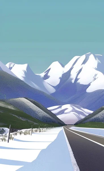 Zaśnieżona Przyroda Krajobraz Autostrady Sezonie Zimowym — Wektor stockowy