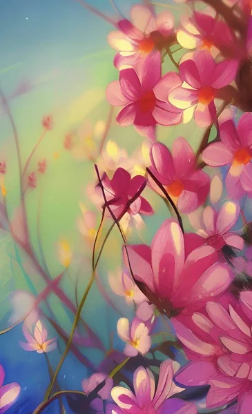 背景の多色の花模様 — ストックベクタ