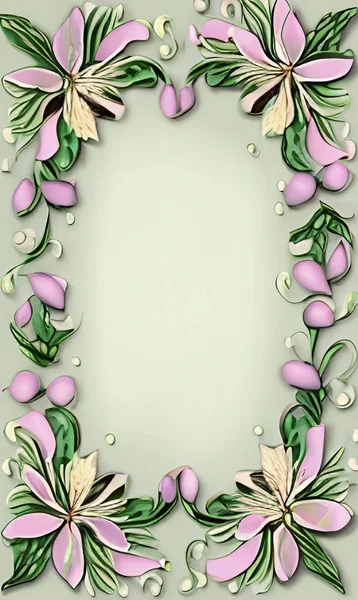 Квіткова Рамка Фон Візерунок Пастельними Кольорами — стокове фото