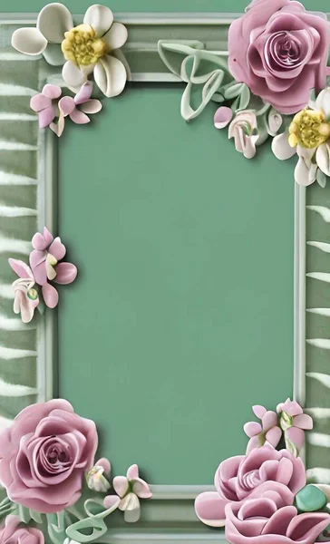 Latar Belakang Bingkai Floral Dan Pola Dengan Warna Pastel — Stok Foto